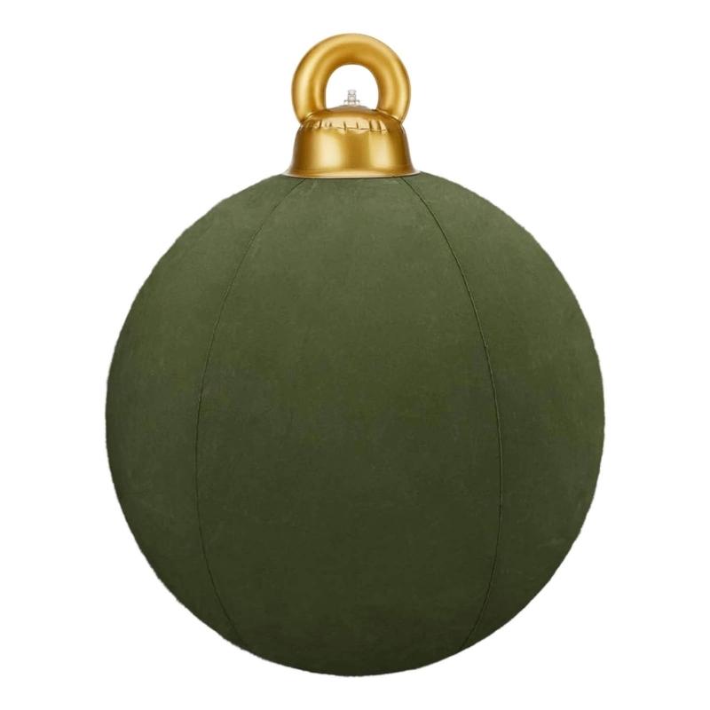 Velvet Inflatable Ornaments Balls Outdoor - 24 Inch Large Inflatable Christmas Balls, Reusable Blow Up Christmas Ornaments, Inflatable Xmas Decor for