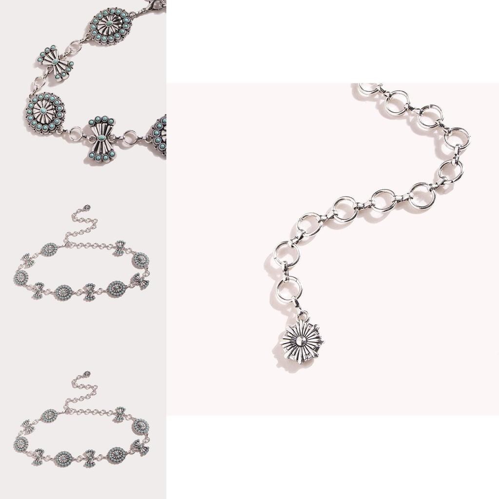 Geometric Turquoise Metal Waist Chain For Women With Vintage Royal Design For Summer