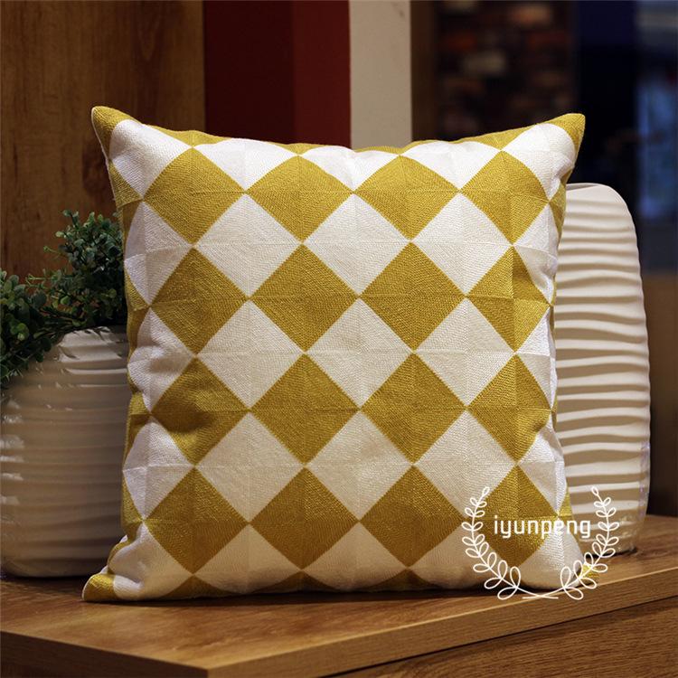 

Simple Modern Geometric Pillow Embroidered New Style Living Room Sofa Pillow Cushion Office Nap Pillow Premium 45 * 45Cm (pillowcase)