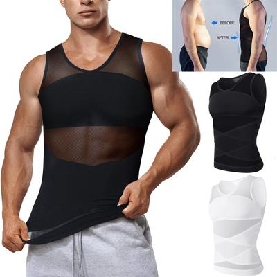 Erkek Vücut Şekillendirici Zayıflama Gömlek Karın Kontrol Yelek Göğüs Sıkıştırma Taban Katmanı Karın İnce Kas Tankı Üstleri Shapewear Bel Eğitmen Fanilalar