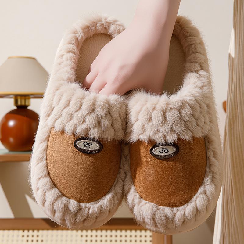 New home cotton slippers autumn and winter thick-bottomed comfortable cotton mop splicing design fleece warm fluff mop