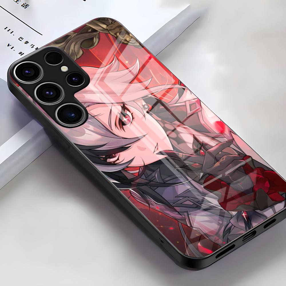 

Чехол для телефона Genshin Impact для Samsung S26 S25 Edge Ultra S23 S22 S21 S20 Ultra Plus S24 Fe A54 A53 A25 Стеклянная крышка Samsung S22 Plus