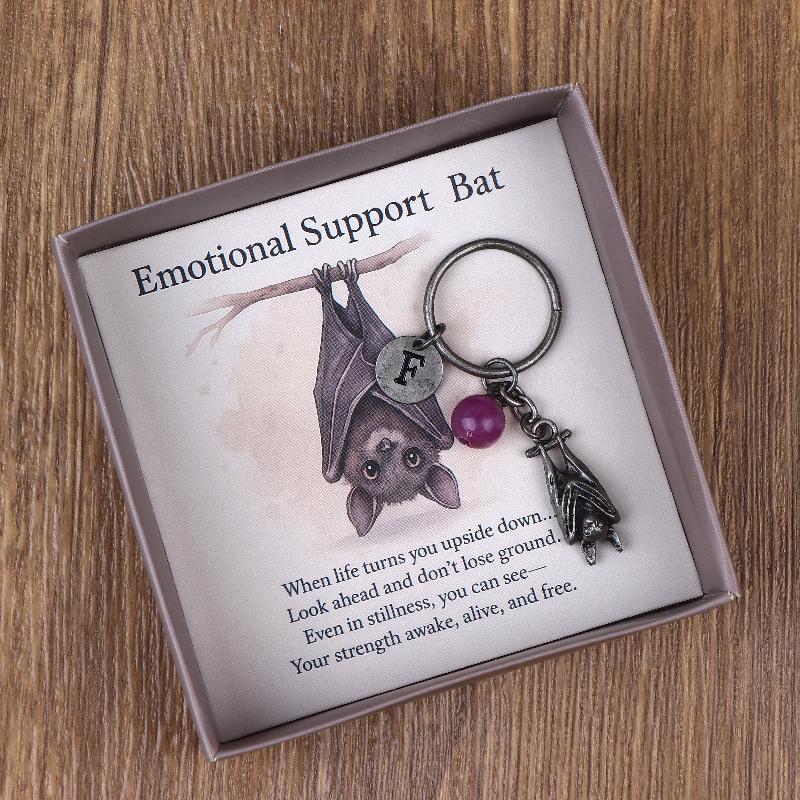 Bat Inspirational Keychain Emotional Support Bat Keychain Metal Bat Pendant With Inspirational Poetry Card Bats Keyring
