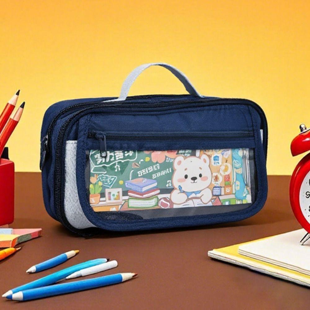 Bear 9 Layers Pencil Case Large Capacity Pen Organizer Pouch Trendy Pencil Storage Bag Kids Gift