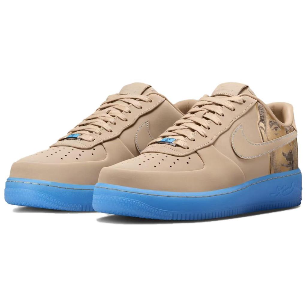 Nike Air Force 1 Low Top Skateboard Schuhe Unisex Braun Blau IH1018-200