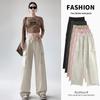 2025 Autumn Women's Wide Leg Cargo Pants: Casual, Straight Leg, Four-Buckle, Loose Japanese Style