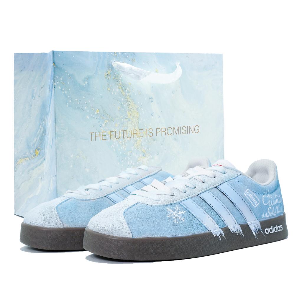 Adidas VL COURT 2.0 Wear resistant And Lightweight Low top Skateboard Shoes Unisex Light Blue HQ1802(Team1375-BAG)