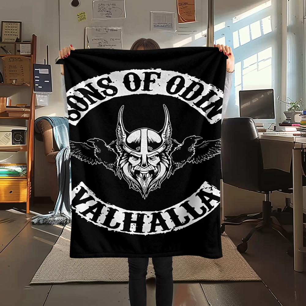 Death and Viking Warriors Print Flannel Blanket,High quality Comfortable for All Seasons,Home Decor,Warmth and Comfort,Perfect for Christmas Gifts