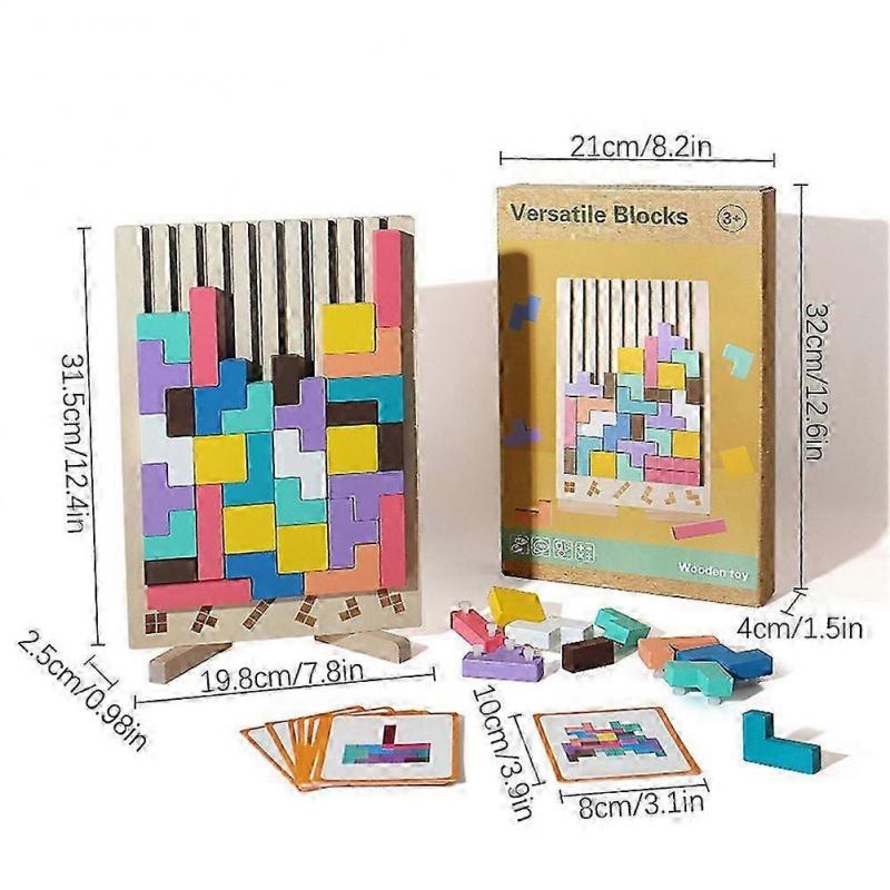 Puzzle cu Blocuri de Lemn Joc de Logică Jucărie Joc Puzzle din Lemn Captivant pentru Copii Adolescenți Cadou de Ziua de Naștere pentru Copii