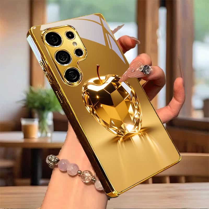 Prismatic Golden Fruit Electroplated Golden Phone Case For Samsung A22 A32 A42 A52 A72 A23 A33 A53 A73 A34 A35 A37 57 Back Cover