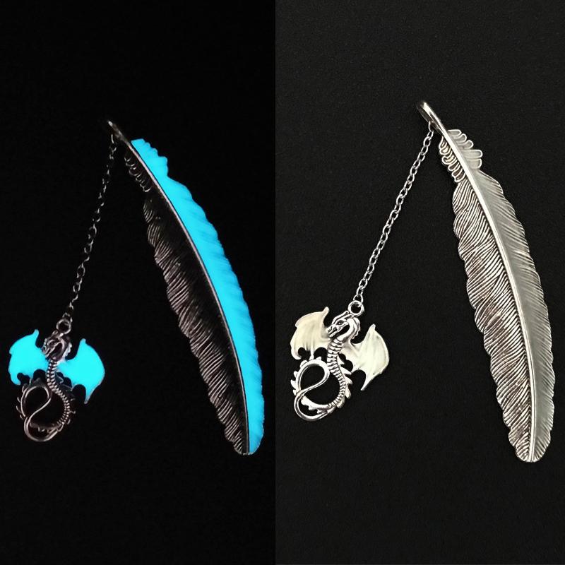 Cute Luminous Metal Feather Bookmarks Kawaii Butterflies Owl Dragonflies Book Marks For Teachers Gift Beautiful Book Accessories