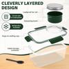 800ml Mason Jar Salad Container Portable Rectangular Salad Pod with 74ml Dressing Cup Leak Proof Lunch Box for Office School