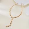 Alloy Pearls Beaded Necklace Y Shaped Pendant Clavicle Chain for Long Time Comfort and Fashion Statement