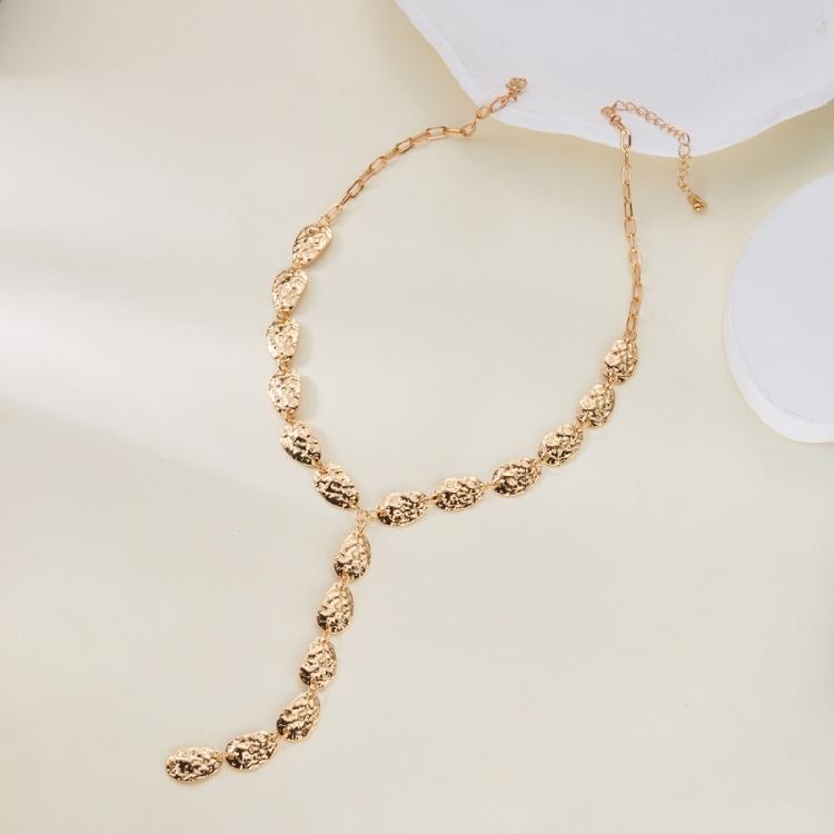 Alloy Pearls Beaded Necklace Y Shaped Pendant Clavicle Chain for Long Time Comfort and Fashion Statement