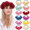 Bohemia Women Hair Accessories Wedding Hairband Bridal Headwear Rose Flower Garland Elastic Wreath Headband Fashion Headpiece