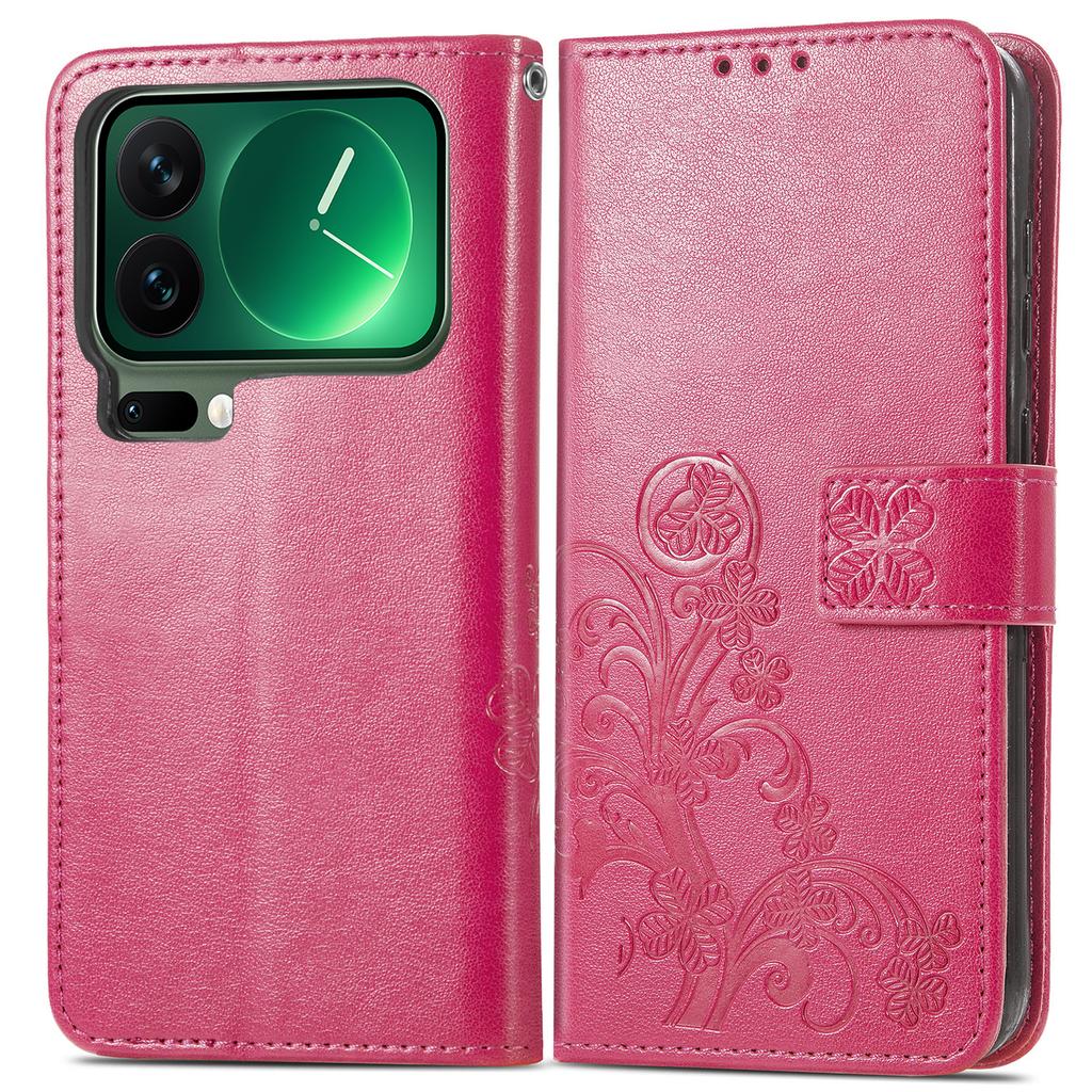 For Xiaomi 17 Pro Leather Case Four-Leaf Clover Wallet Phone Cover
