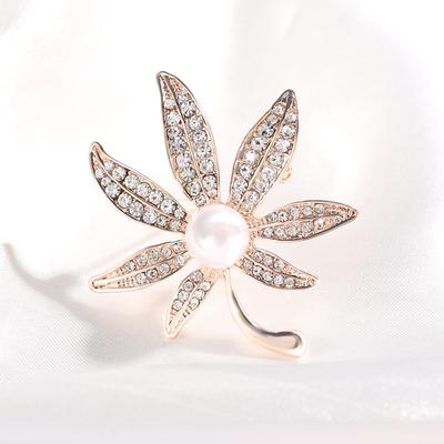 Butterfly Chest Blade Gold Color Drill Pearl Flower Pin Beautiful Clothes Coat Apparel Accessories
