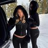 2025 Fall/Winter European Furry Hoodie & Rhinestone Sweatpants Set