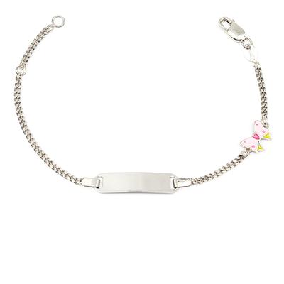 [R3722] - Stříbrný náramek 'Bambino' růžově stříbrný (rhodium) - 20x6mm (motýl)