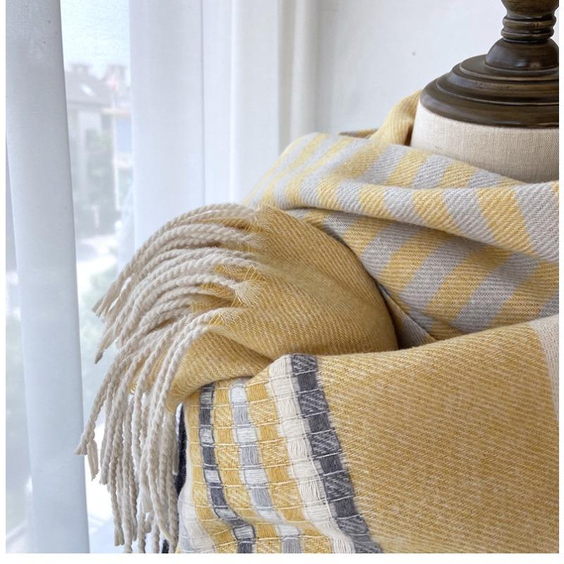 Plaid Tassel Scarf - Soft Imitation Fleece, Warm & Windproof Shawl for Men and Women, Perfect for Autumn and Winter Outdoor Fashion