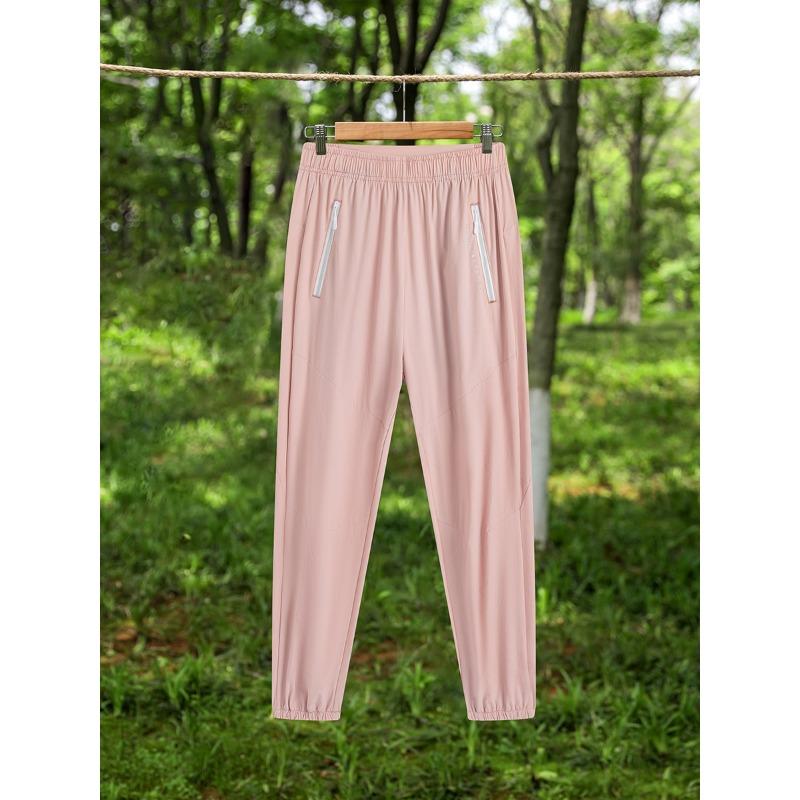 

Summer outdoor thin running pants men s new woven quick-drying pants women s tied feet large size hiking pants L