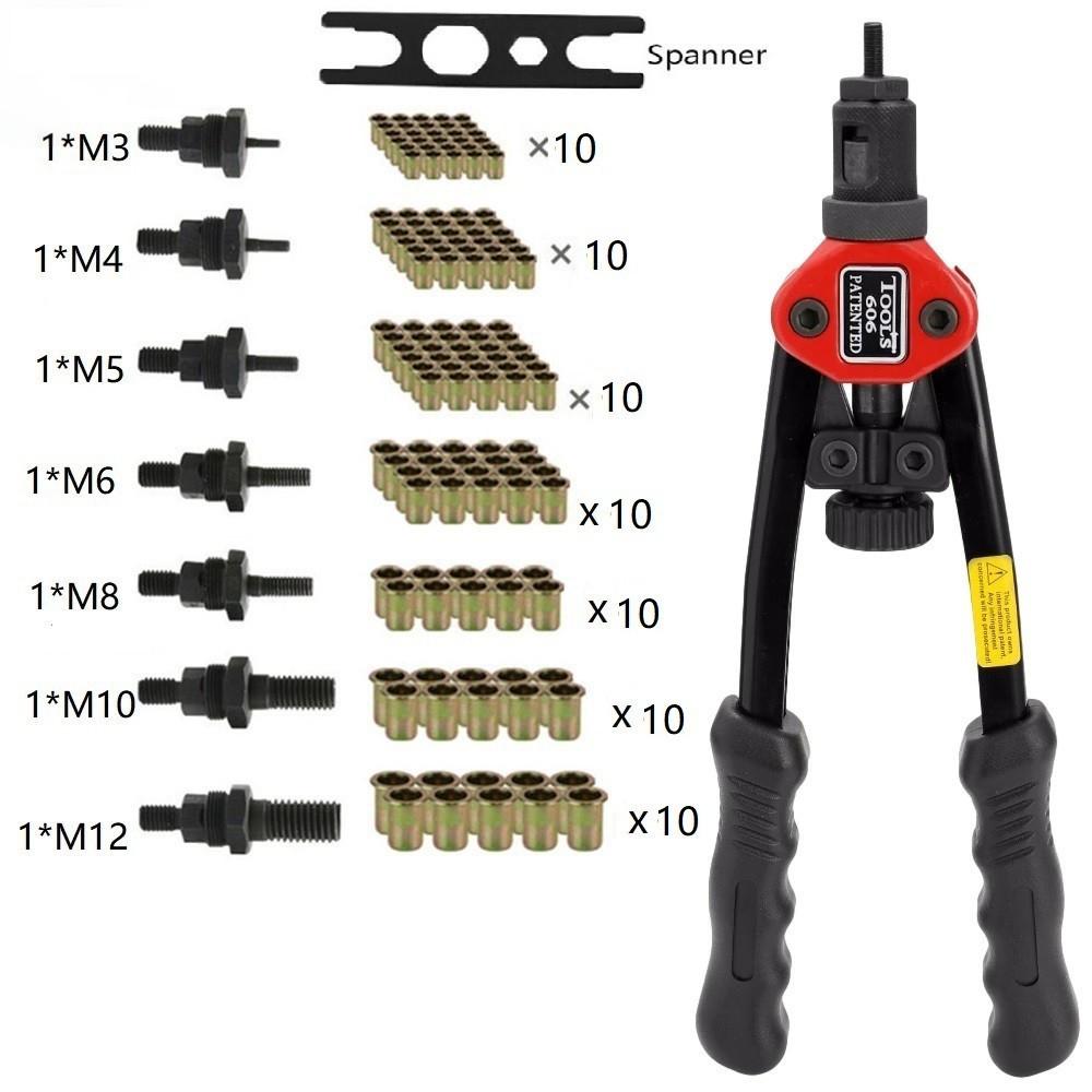 Riveter Gun Tool Hand Riveter Interchangeable Mandrel Insert Threaded Nut Rivet Drilling Rivet Tool M3-M12 Spare Part