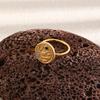 European & American Retro French 18K Gold-Plated Sun Face Ring with Diamonds for Women