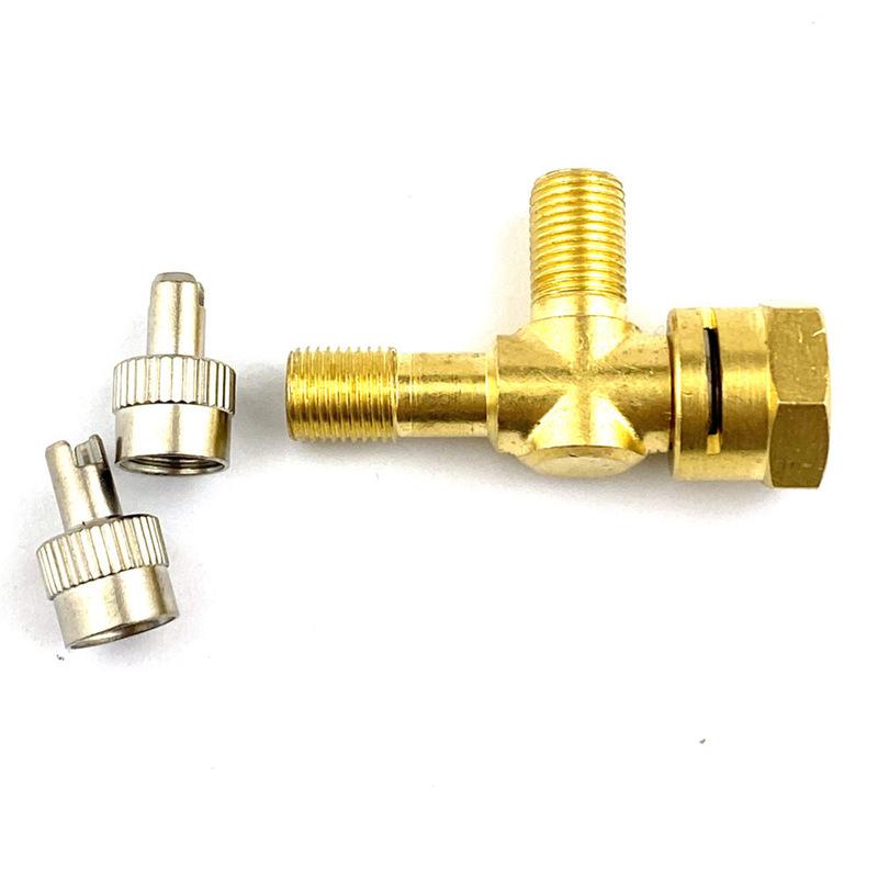 TPMS Valve Tee Adapter 3-way Tire Pressure Gauge Connector With 4Pcs Air Release Valve For Motorcycle Car Tire Accessories