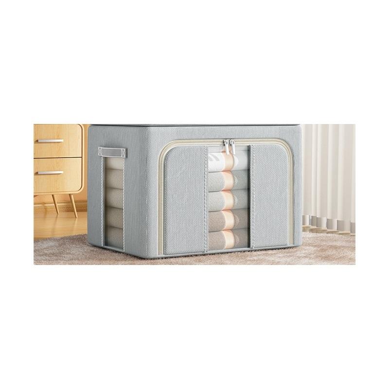 Solid Color Oxford Cloth Steel Frame Storage Box Clothes Foldable Storage Box Moving Quilt Clothes Baina Box Household
