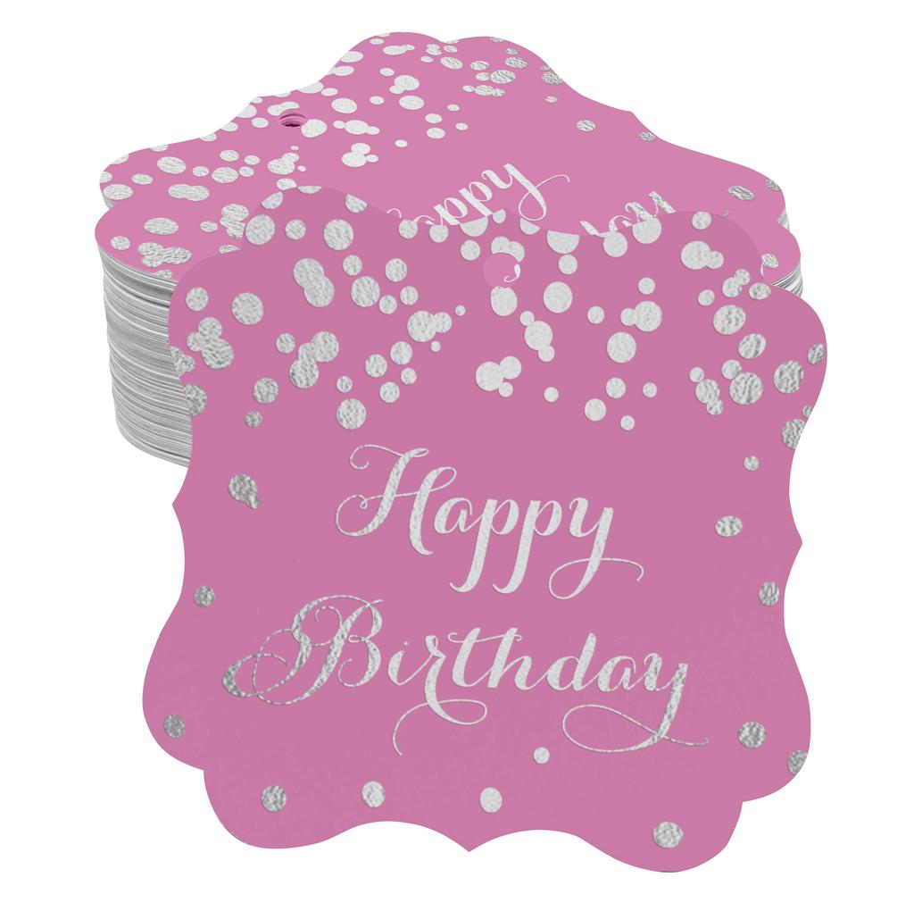 Inkdotpot Real Gold Foil Bracket Shape Paper Hang Tags Happy Birthday Favor Tags Pack Of