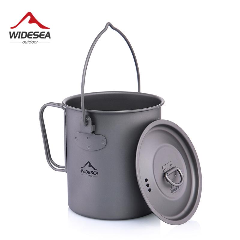 Widesea 750ML Pure Titanium Camping Pot - Lightweight Portable Cookware for Hiking and Mountaineering