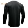 Men Spring Top with Chest Pocket Buttoned O Neck Slim Fit Long Sleeve Bottoming Clothes Solid Color Stretchy Pullover T-shirt