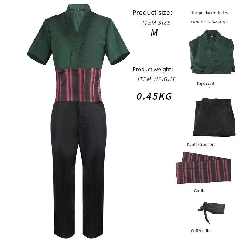 Real-Life Version of the Movie One Piece Zoro Cosplay Costume, Full Set of the Same Style Role-Playing Cosplay Outfit Real Zoro Green Short Suit XXXL