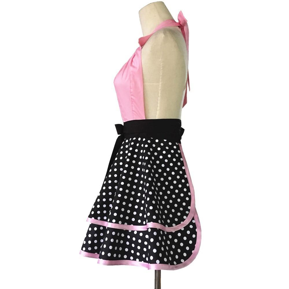 Cotton Polka Dot Print Apron Kitchen Cooking Painting Nail Art Baking Maid Work Skirt