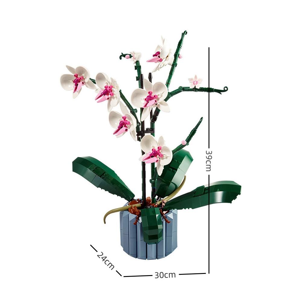 Phalaenopsis Baustein-Set für Kinder - Lustige Simulation einer blühenden Topfpflanze, Ideal zur Dekoration von Zimmern & Geschenke für Mädchen