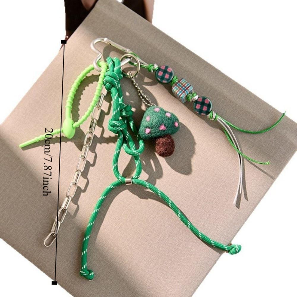 Woven Bracelet Hanging Rope Macaroon Braided Keychain Mushroom Key Lanyard  Phone Accessories