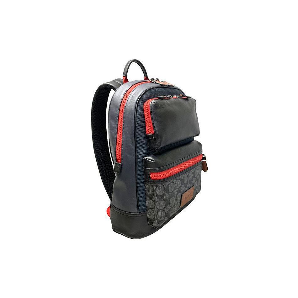 Coach Rider Printed Color Block Coated Canvas And Calfskin Backpack Men Backpacks Dark-Blue C4146-QBSP8
