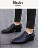 Men's High Heel Leather Shoes - 6CM and 8CM Height Options, Genuine Leather, Trendy Pointed Design