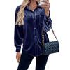 Retro Lapel Velvet Cardigan Shirt for Women - Long Sleeve, Autumn/Winter Collection 2026, European and American Style.