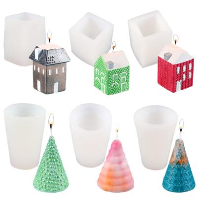 Weihnachtsbaum DIY Silikonform Handgemacht Aroma Kerzenständer Hausform Weihnachten Festlich 3D Handwerk Dekoration