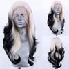 Perucă AIMEYA Ombre Sintetică cu Dantelă în Partea din Față pentru Femei Perucă Sintetică Platina Neagră pentru Utilizare Zilnică Costum Cosplay Perucă de Petrecere