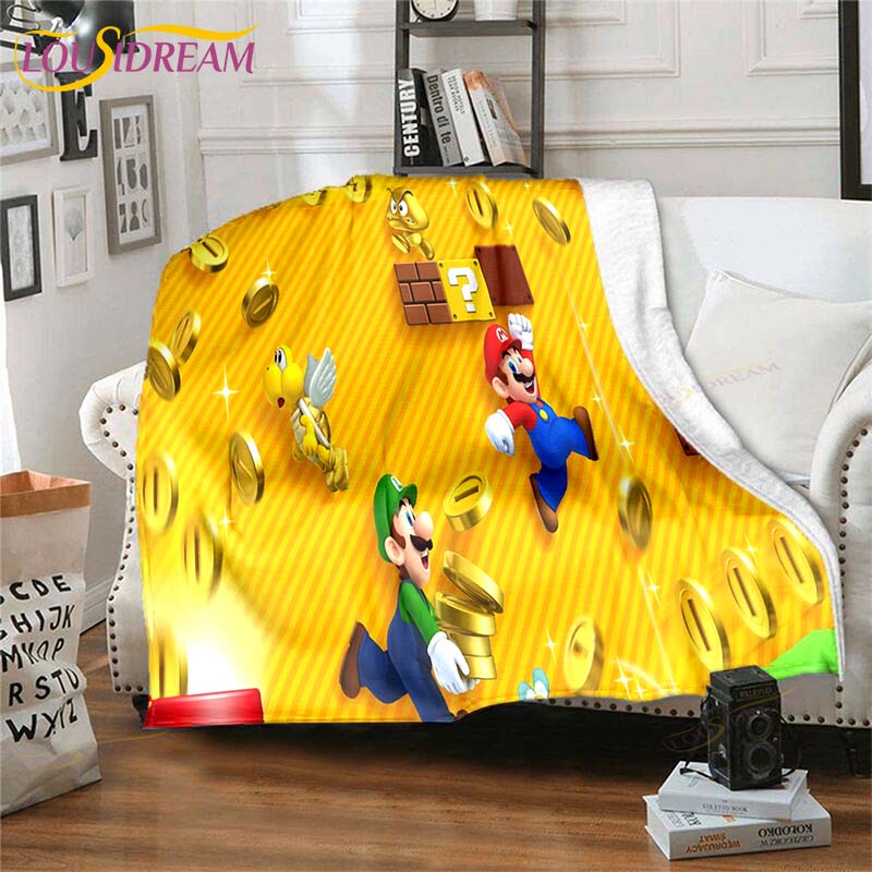 Mario Bros Blanket High Quality Flannel Warm Soft Plush on The Sofa Bed Blanket Suitable for Air Conditioning Blanket