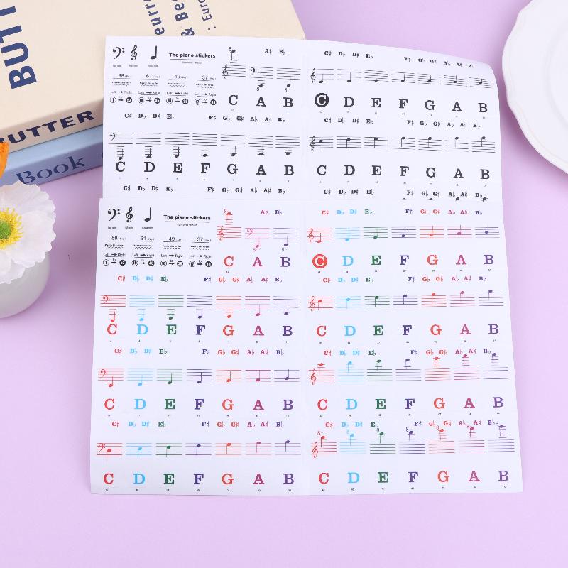 1 Set Beginner Letter Piano Sticker 88/61/54/49 Keys With Removable Colored Note Labels Piano Keyboard Stickers