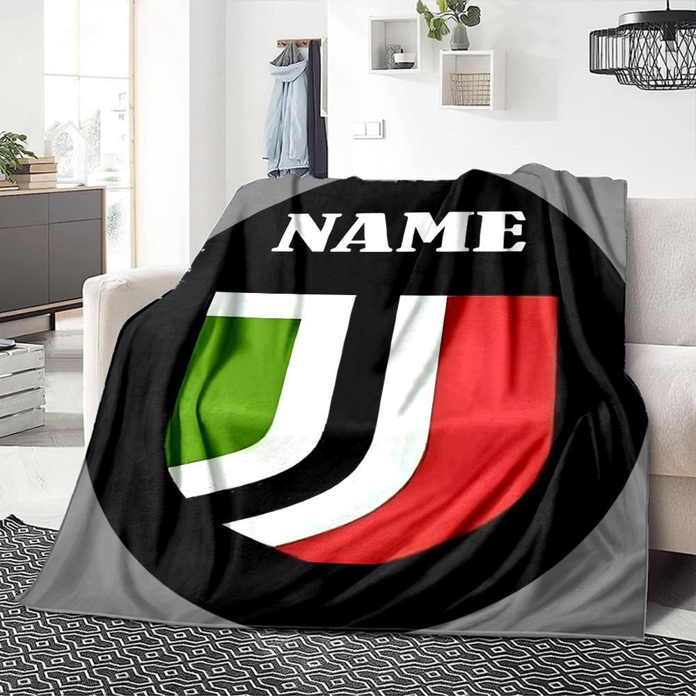 Custom Name "Juventus Crest Badge" Blanket for Couch & Bed, Plush Cozy Fuzzy Blanket Super Soft & Warm Blankets for Fall and Winter. 0908275