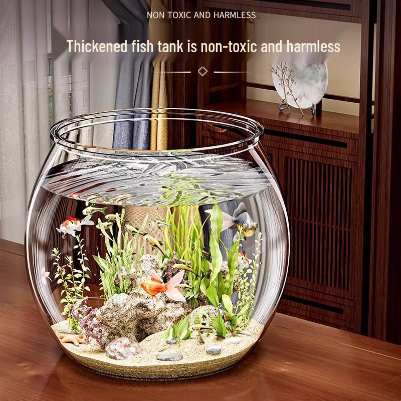 Unbreakable Round Fish Tank: High-Transparency, Impact-Resistant Plastic Desktop Eco-Tank