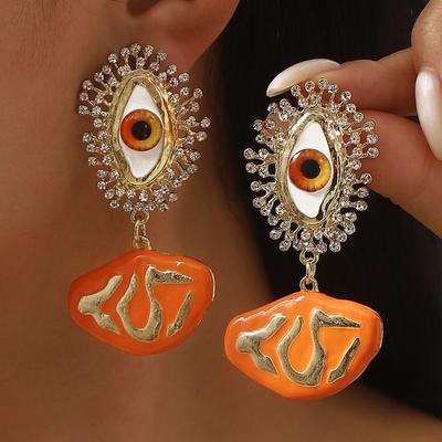 Medieval Art Abstract Personality Oil Drop Earrings Catwalk Temperament Fashion Eyes Diamond Earrings