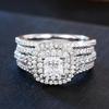 Brilliant 2Pc/set Rings for Wedding Opulent Gorgeous Sparkling Jewelry for Women Charming Trendy Chic Finger Accessories