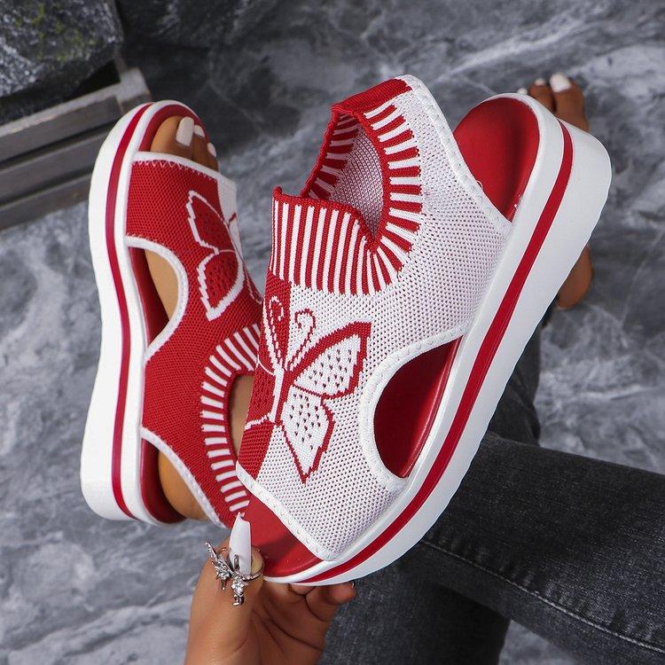 Fashion Open Toe Muffins shoe Comfort Shoes for Women Female Sandal 2025 Summer Large Size Strappy Heels Peep Flat Girls New Elastic Ban