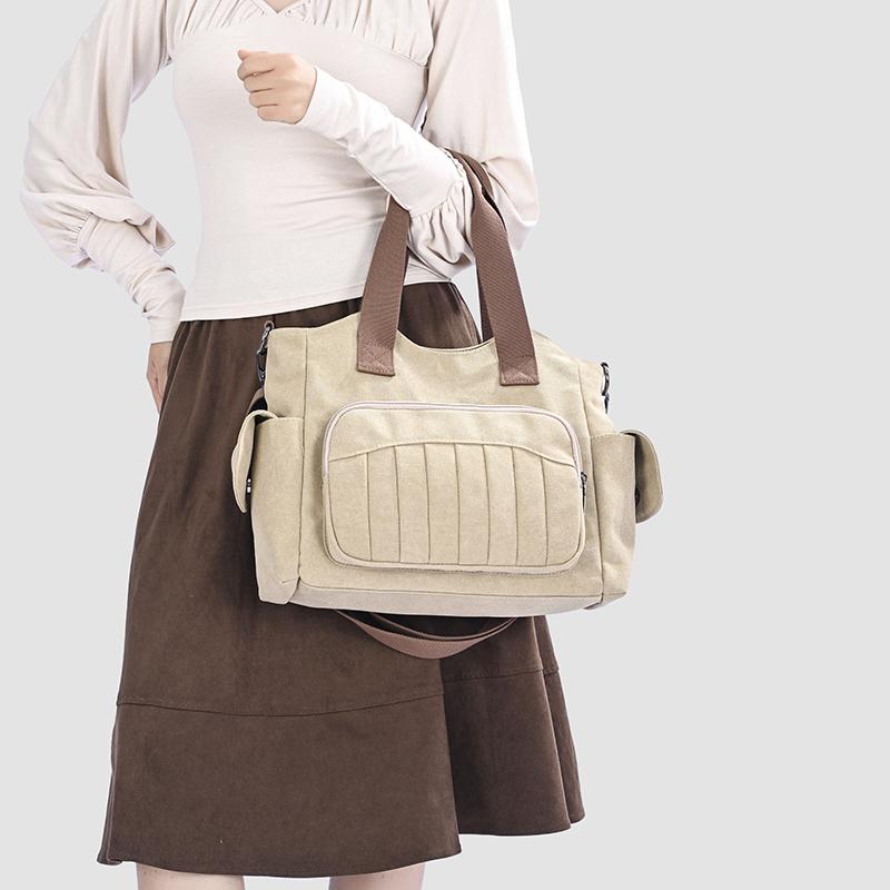 Canvas Bag Commuter Tote Bag Women's Bag Student Large Capacity Shoulder Crossbody Bag