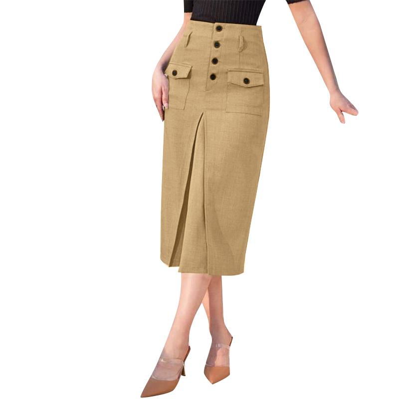 ZANZEA Faldas tubo casuales de color liso para mujer